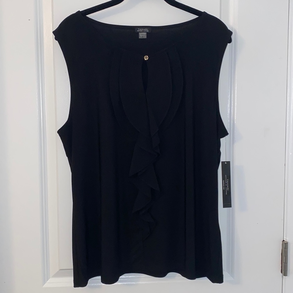 Tahari NWT black sleeveless blouse. Size xl